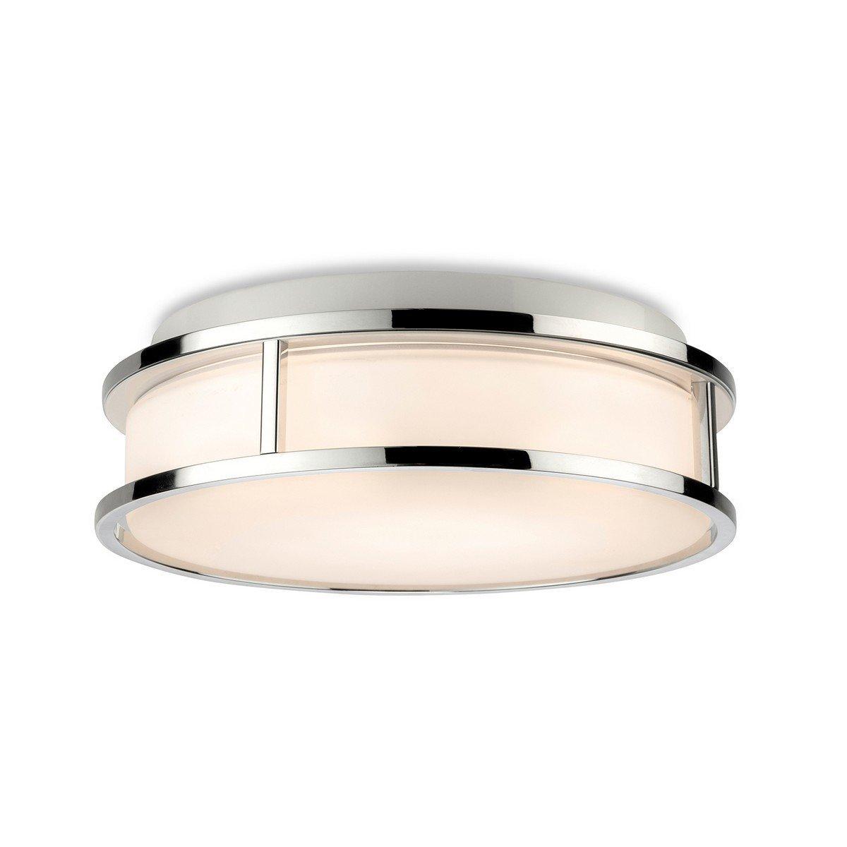 Adelaide Bathroom Cylindrical LED Flush Ceiling Fitting Chrome with Opal White Glass IP44