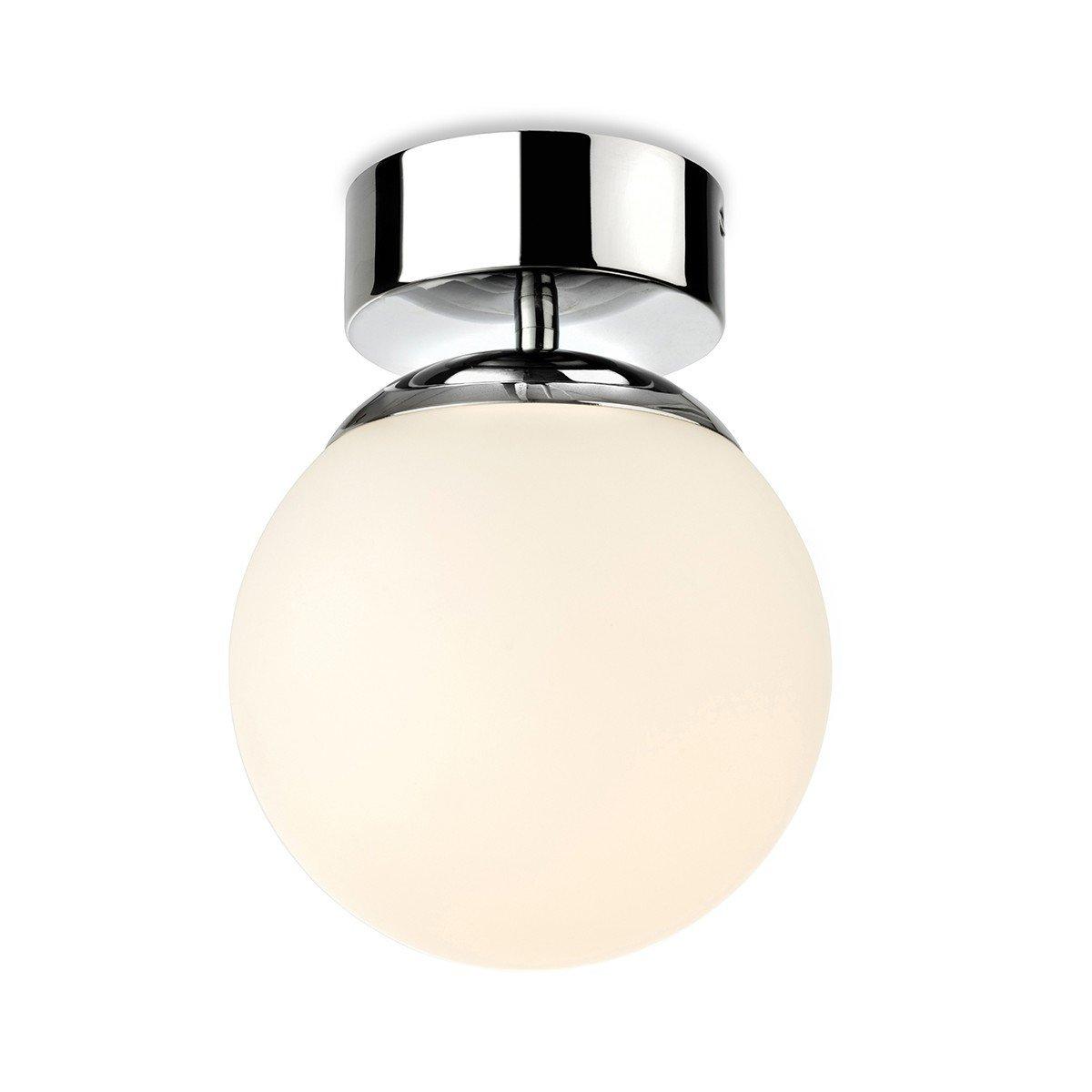 Brook Bathroom Globe LED Flush Ceiling Fitting Chrome with Opal White Glass IP44