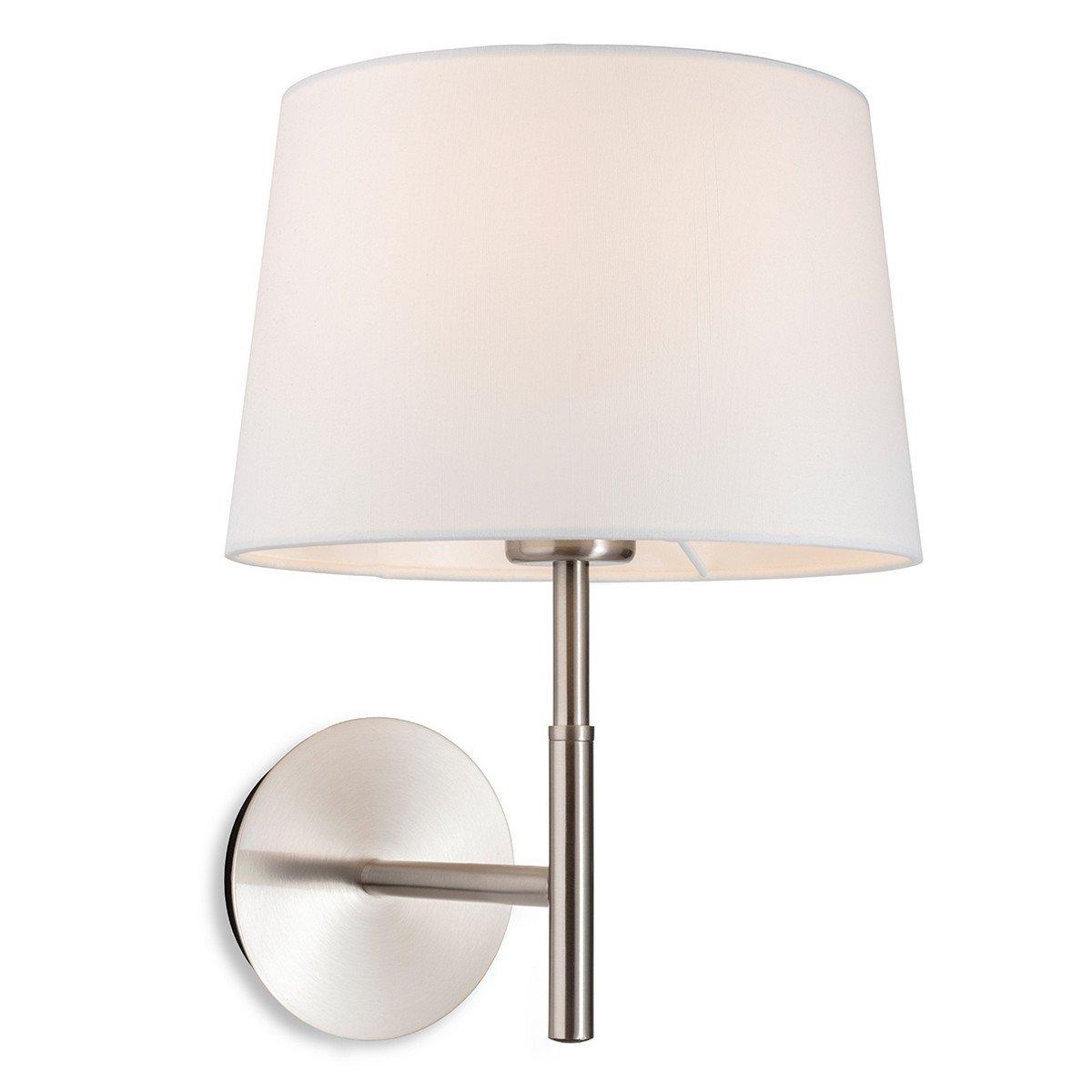 Seymour Classic Switched Wall Lamp Brushed Steel with Cream Shade