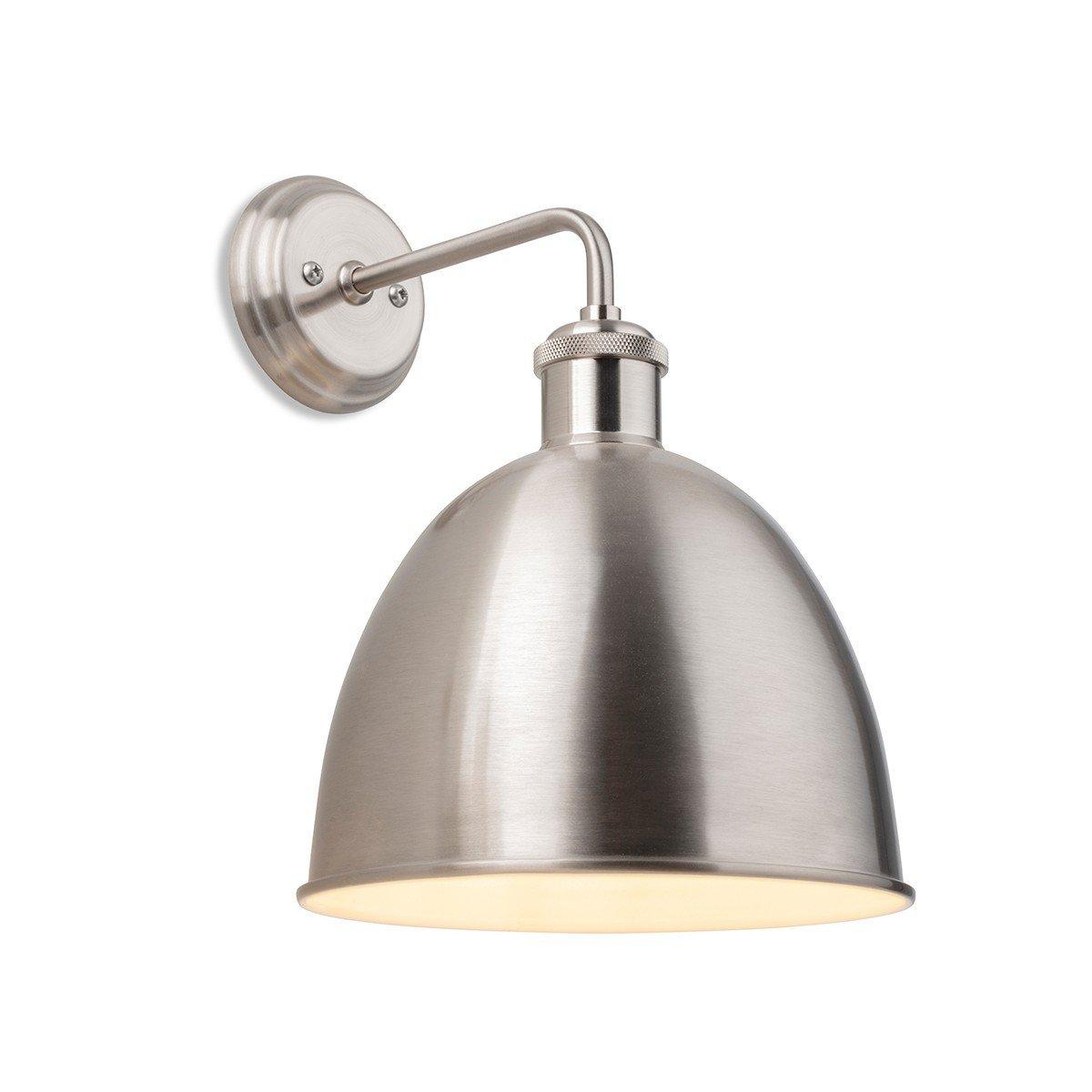 Genoa Industrial Dome Wall Light Brushed Steel