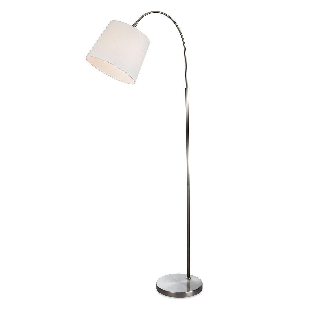 Tower Floor Lamp Brushed Steel with Cream Shade