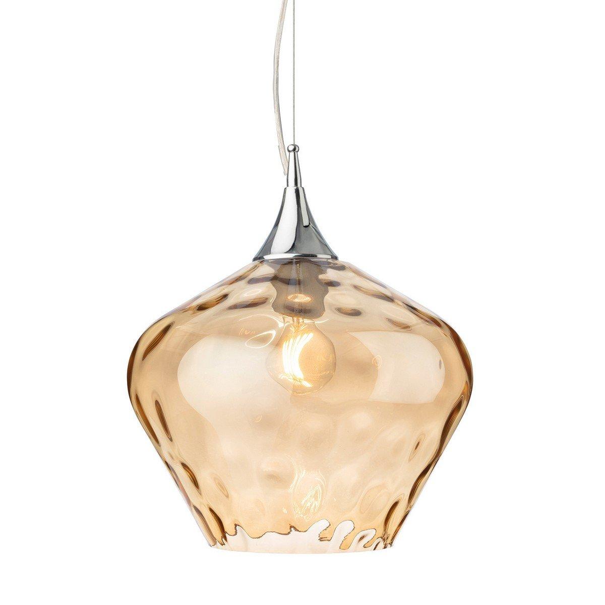 Titan Dome Pendant Light Chrome with Amber Glass