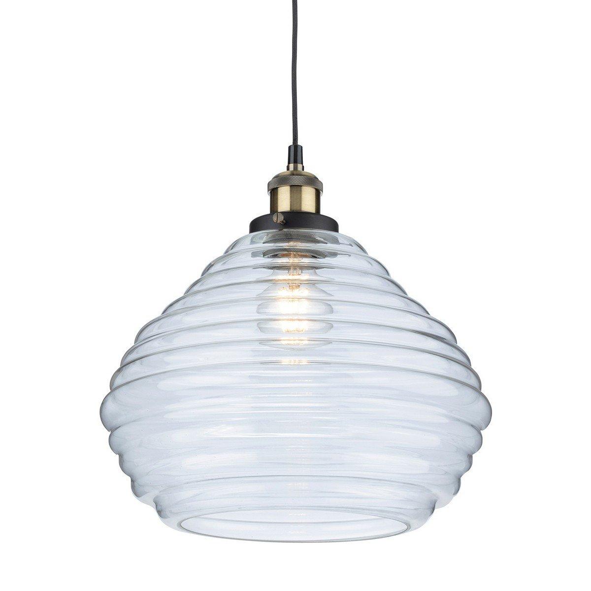 Orla Dome Pendant Light Antique Brass with Clear Glass