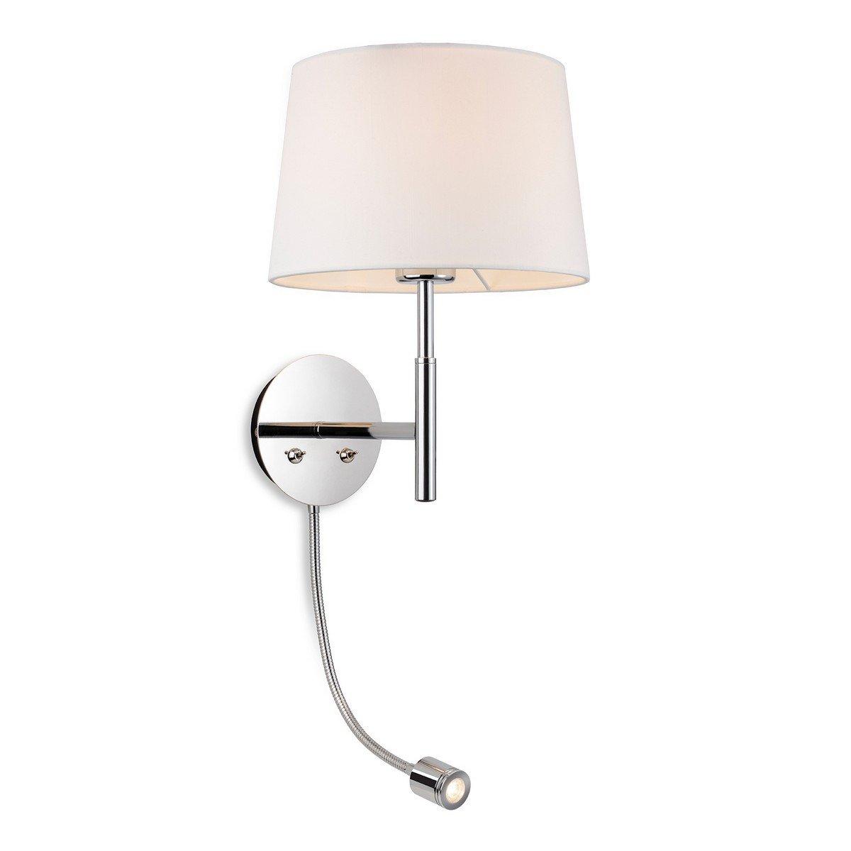 Seymour Classic Switched Wall Lamp with Adjustable Reading Light Chrome with Cream Shade