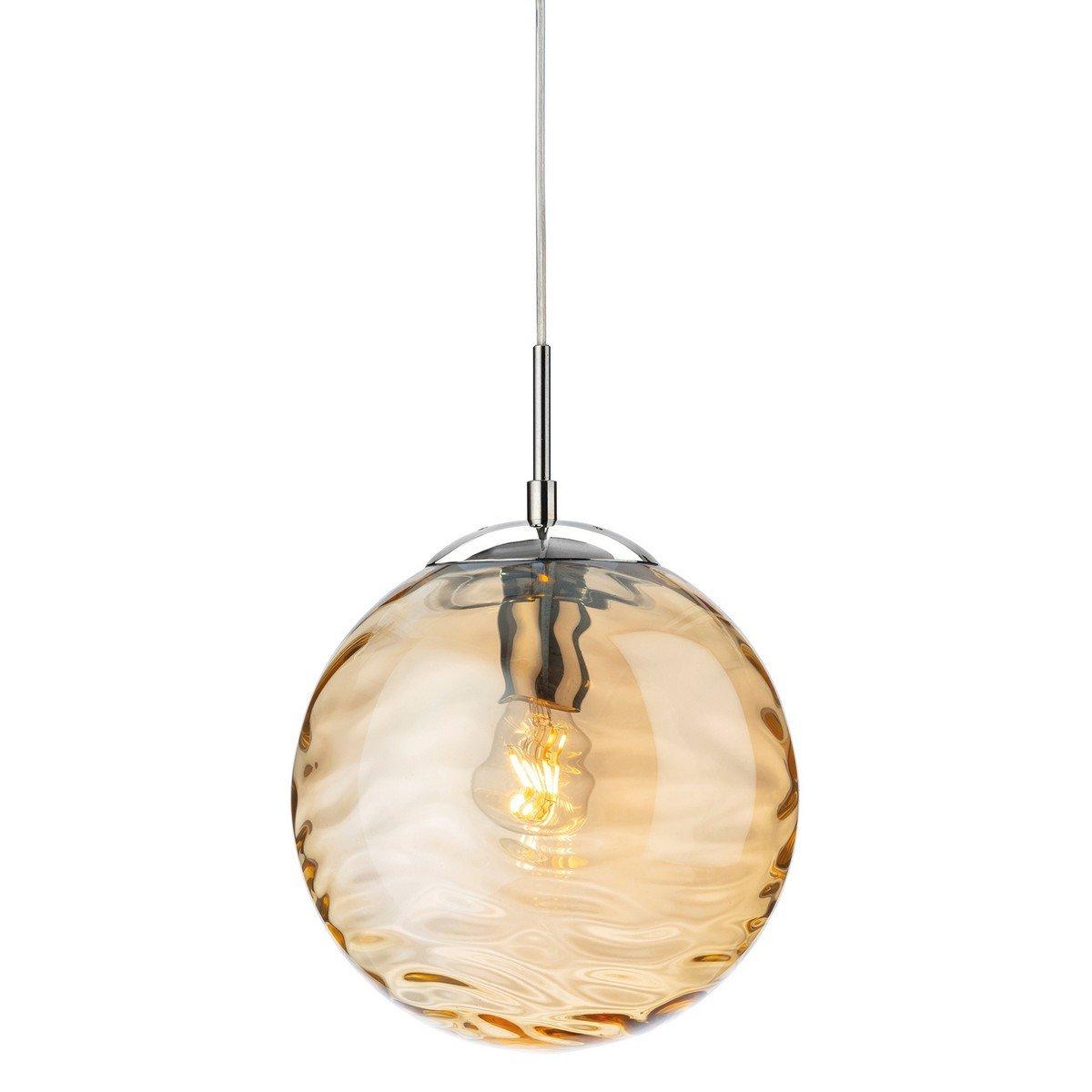Mercury Globe Pendant Light Chrome with Amber Glass