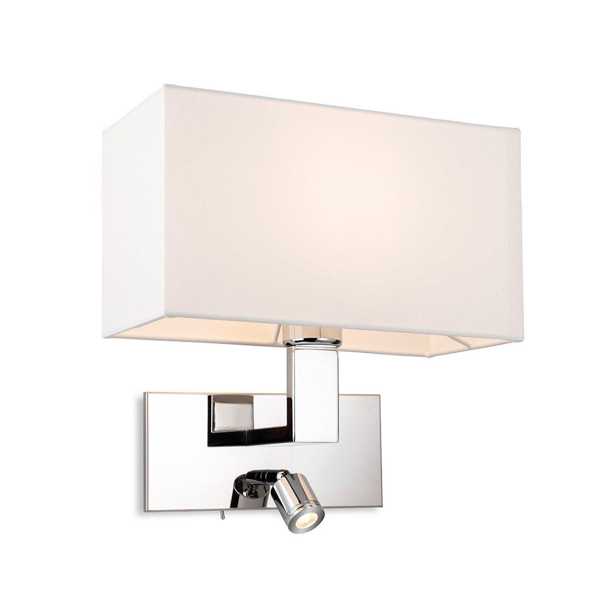 Raffles Wall Lamp with Adjustable Switched Reading Light Chrome with Cream Shade