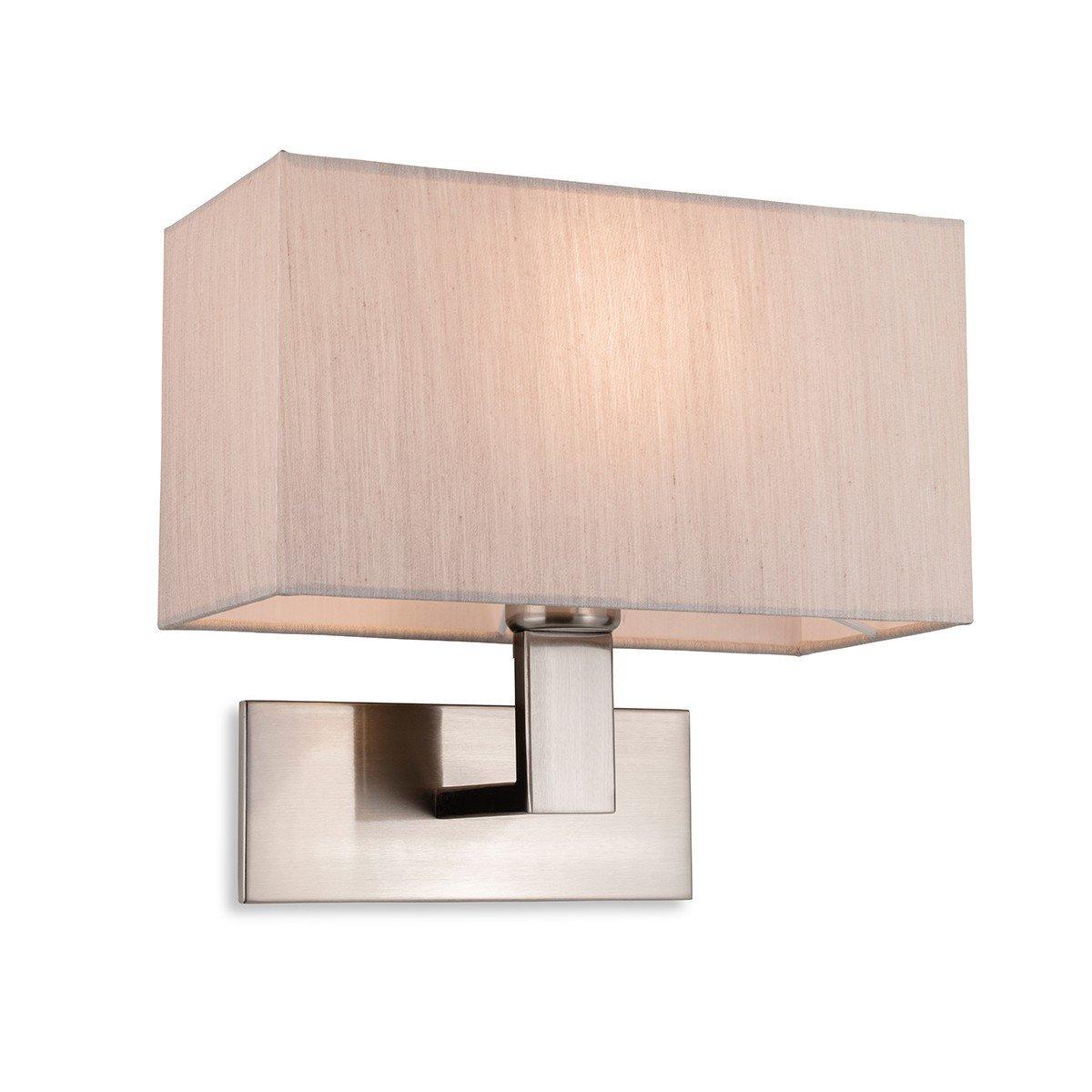 Raffles Wall Lamp Brushed Steel with Rectangle Oyster Shade