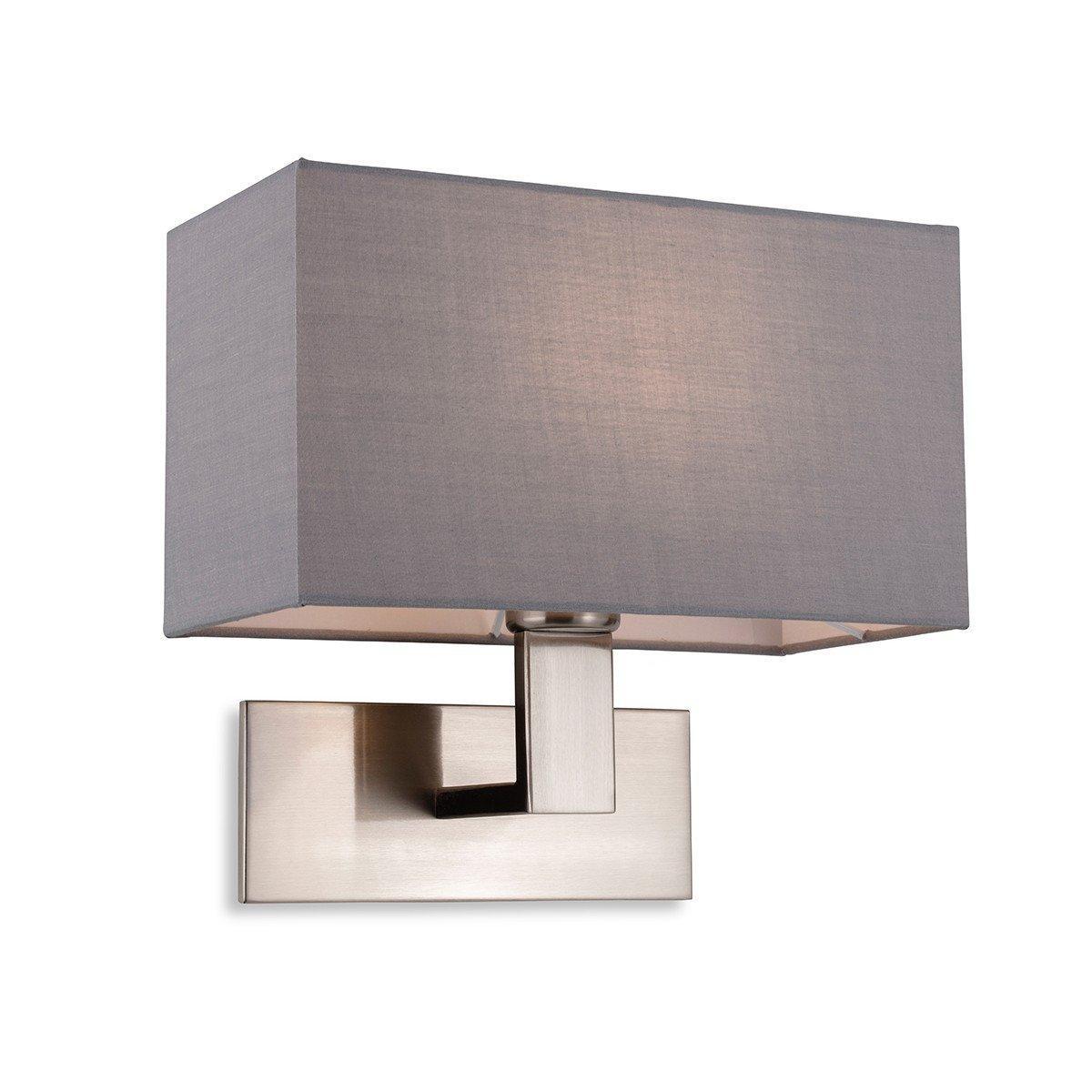 Raffles Wall Lamp Brushed Steel with Rectangle Grey Shade