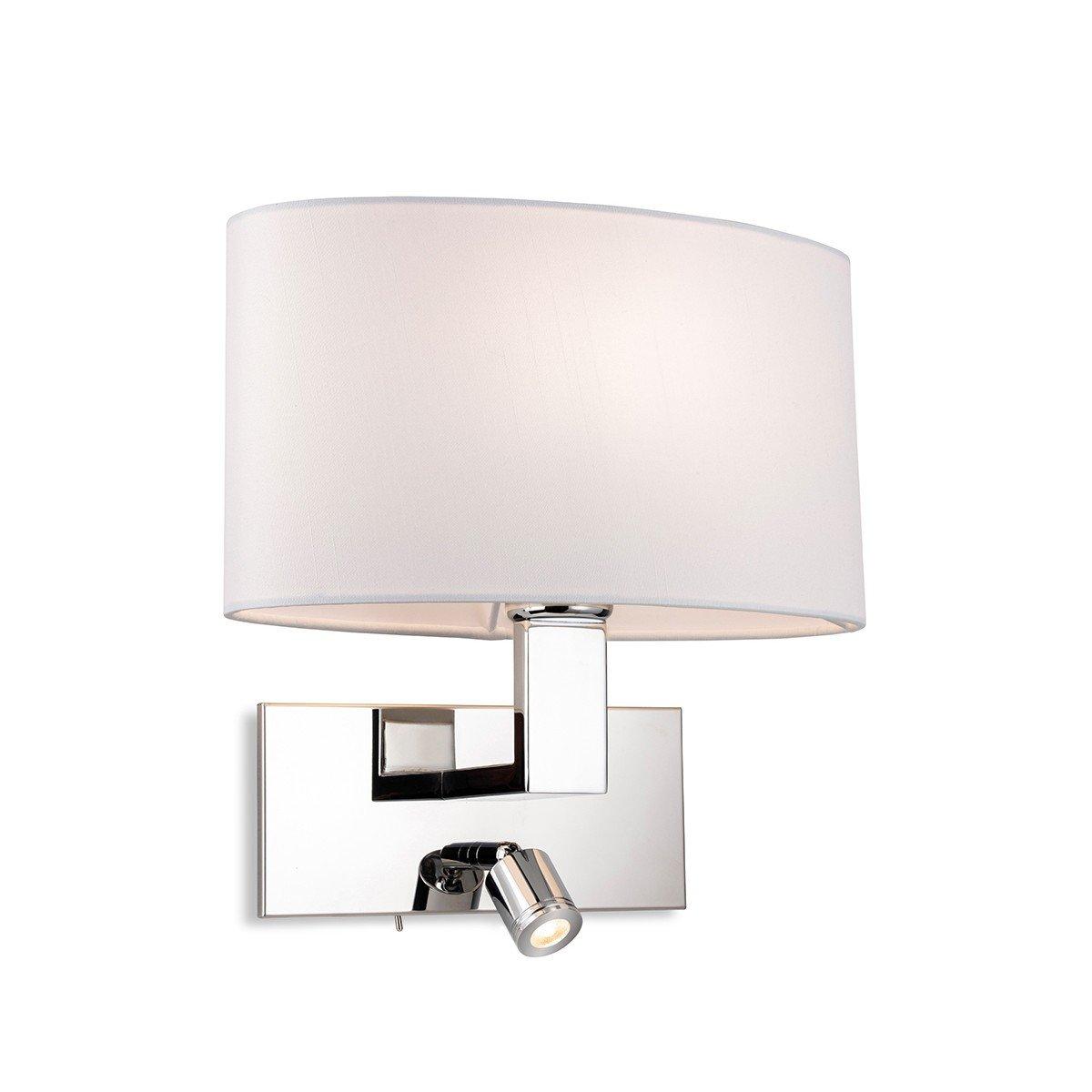 Webster Wall Lamp with Adjustable Switched Reading Light Chrome with Oval Cream Shade