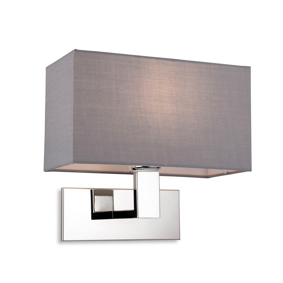 Raffles Wall Lamp Chrome with Rectangle Grey Shade