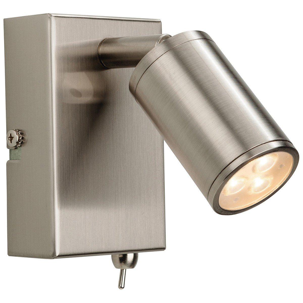 Orion LED 3 Light Indoor Wall Spotlight (Switched) Brushed Steel