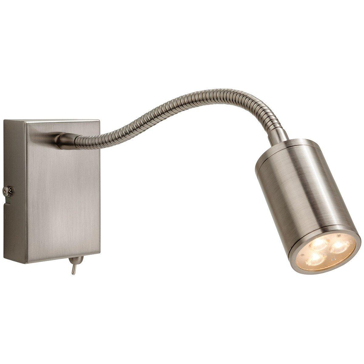 Orion LED 3 Light Flexi Indoor Wall Spotlight (Switched) Brushed Steel