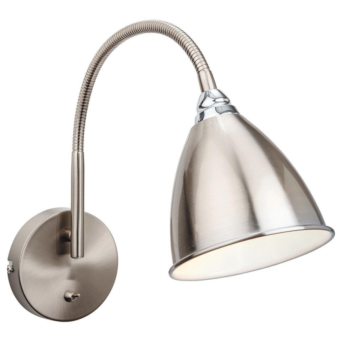 Bari 1 Light Indoor Wall Light (Switched) Brushed Steel Chrome E14