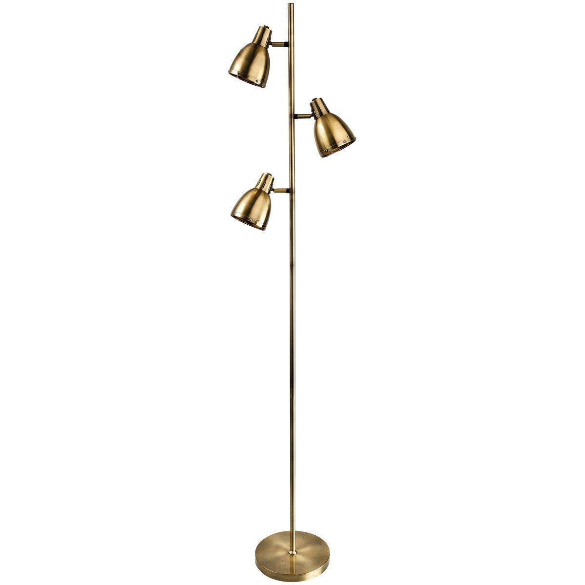 Vogue 3 Light Floor Lamp Antique Brass E14