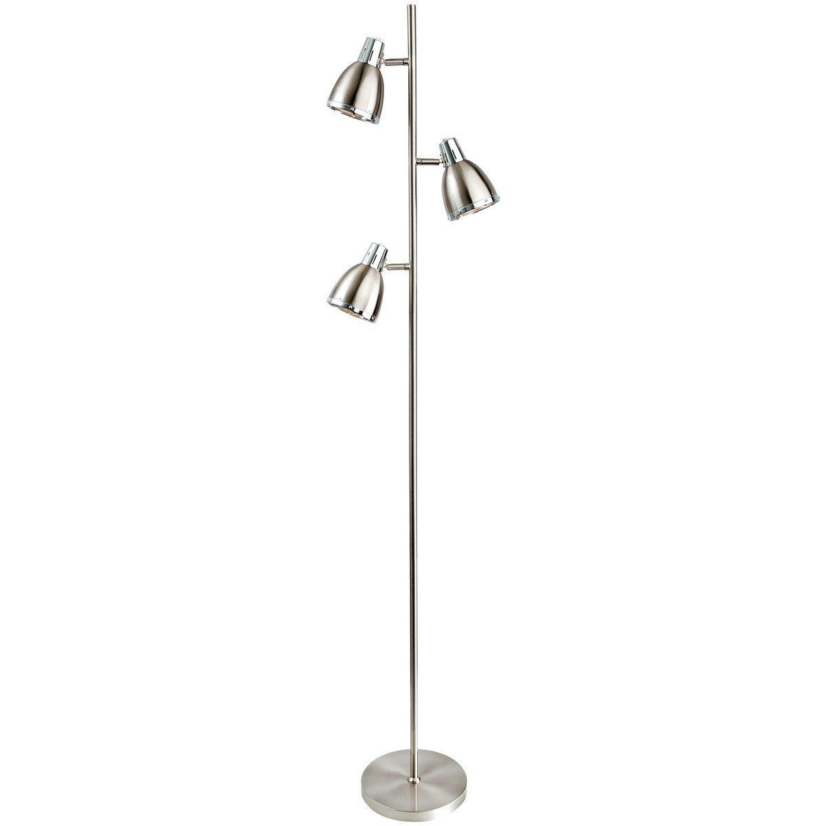 Vogue 3 Light Floor Lamp Brushed Steel Chrome E14