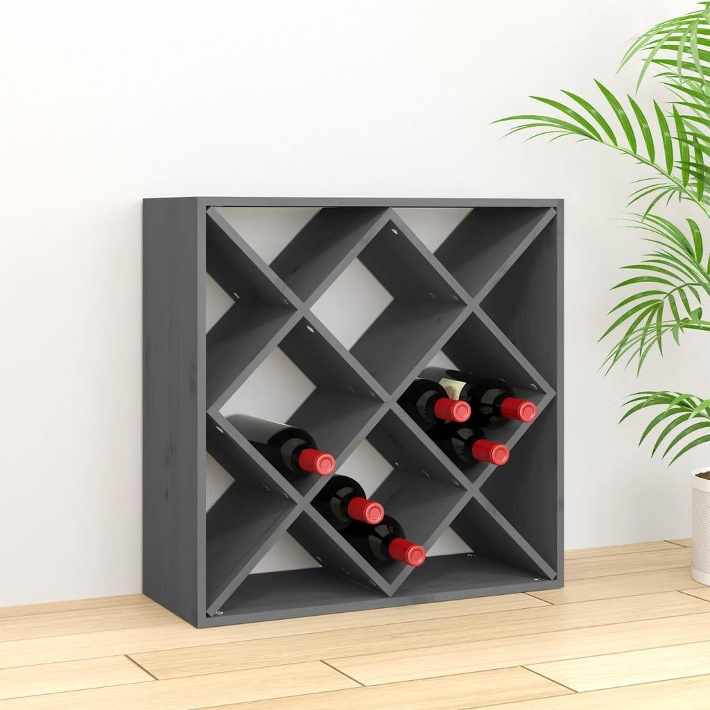 Wine Cabinet Grey 62x25x62 cm Solid Wood Pine