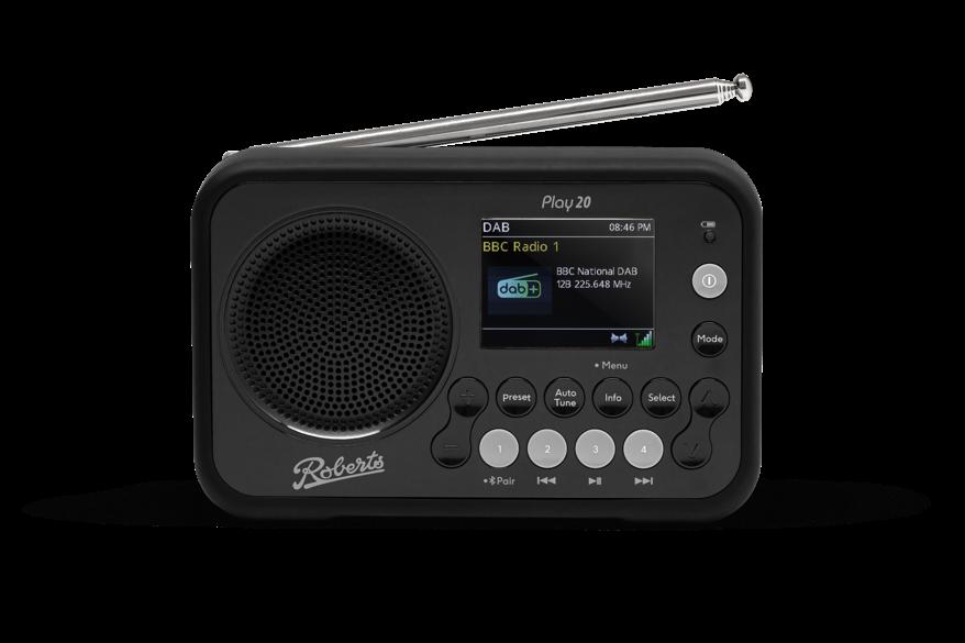 PLAY20 Compact and Portable DAB/DAB+/FM Digital Radio, Rubber-Protected, Full Colour Screen