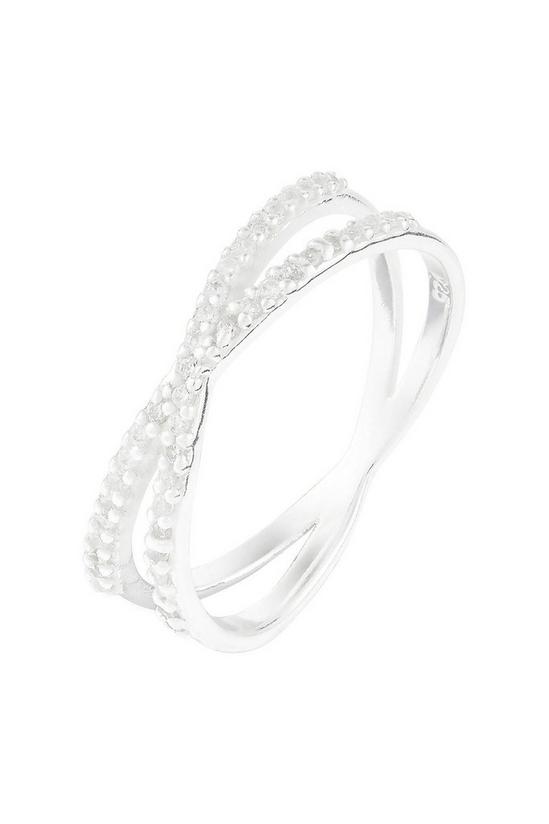 Accessorize Sterling Silver Sparkle Criss-Cross Ring 1