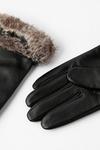 Accessorize Faux Fur Trim Leather Gloves thumbnail 2