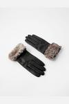 Accessorize Faux Fur Trim Leather Gloves thumbnail 3