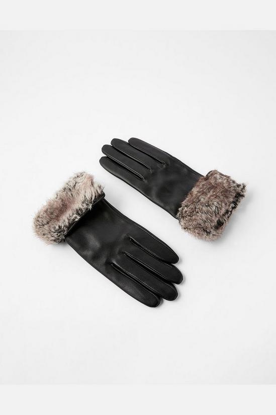 Accessorize Faux Fur Trim Leather Gloves 3