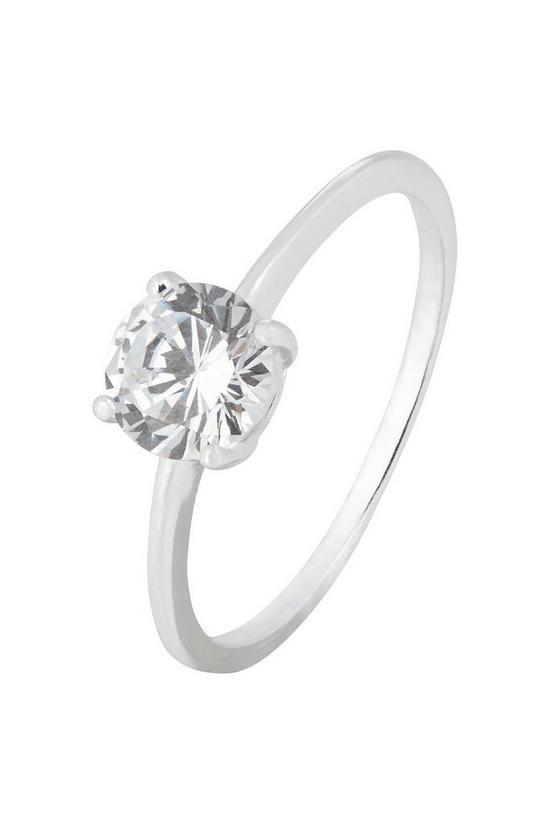 Accessorize Sterling Silver Round Solitaire Ring 1