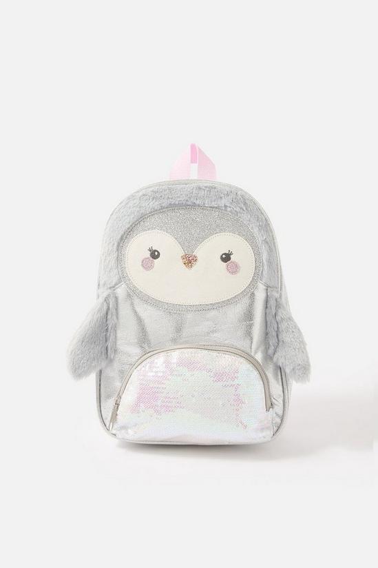 Accessorize Fluffy Sequin Penguin Backpack 1