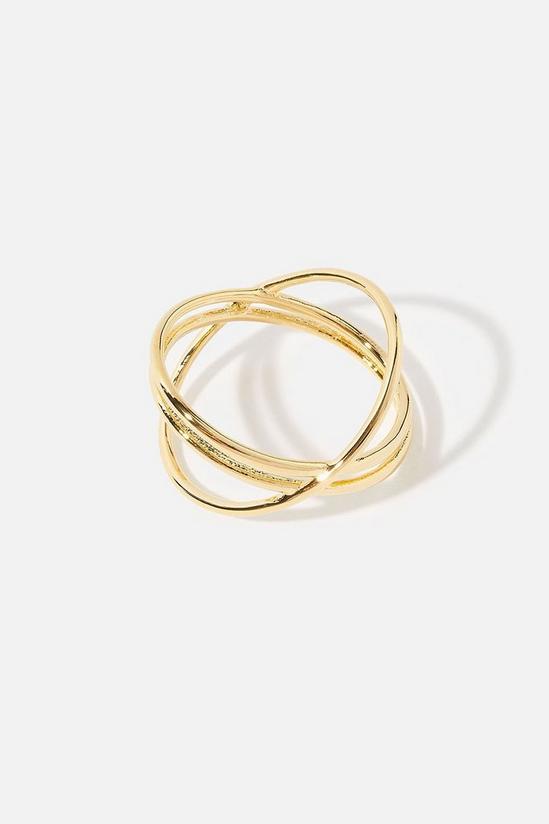 Accessorize Gold-Plated Double Kiss Ring 3
