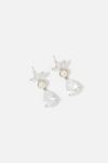 Accessorize Berry Blush Leaf and Pearl Drop Earrings thumbnail 1