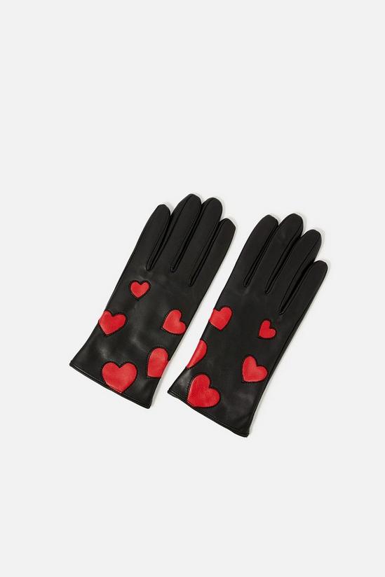 Accessorize Love Heart Leather Gloves 1