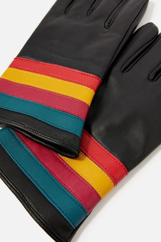 Accessorize Rainbow Cuff Leather Gloves 2