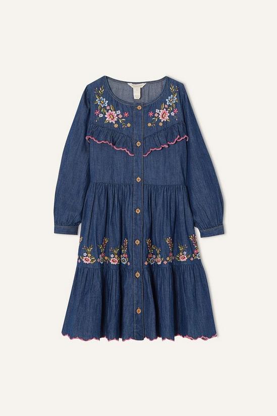 Monsoon Embroidered Chambray Dress 1