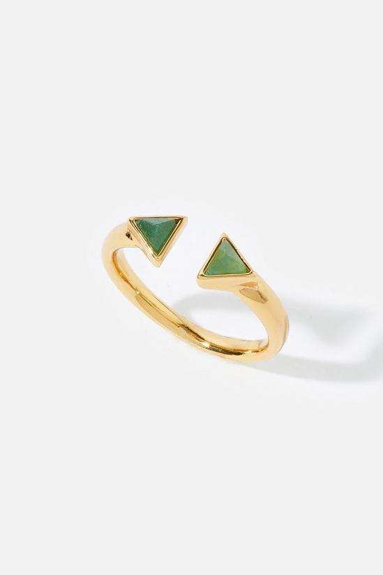 Accessorize Gold-Plated Healing Stone Aventurine Pyramid Ring 1