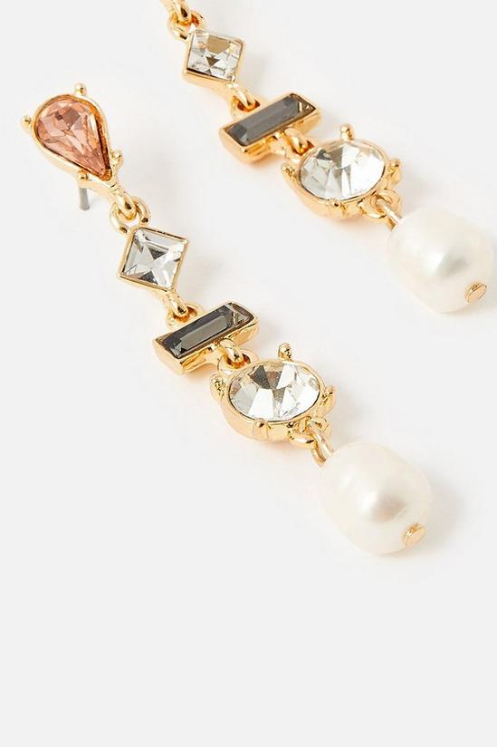 Accessorize Eclectic Stone Pearl Drop Earrings 3
