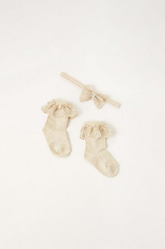 Monsoon Baby Sparkle Bow Bando and Sock Set 1