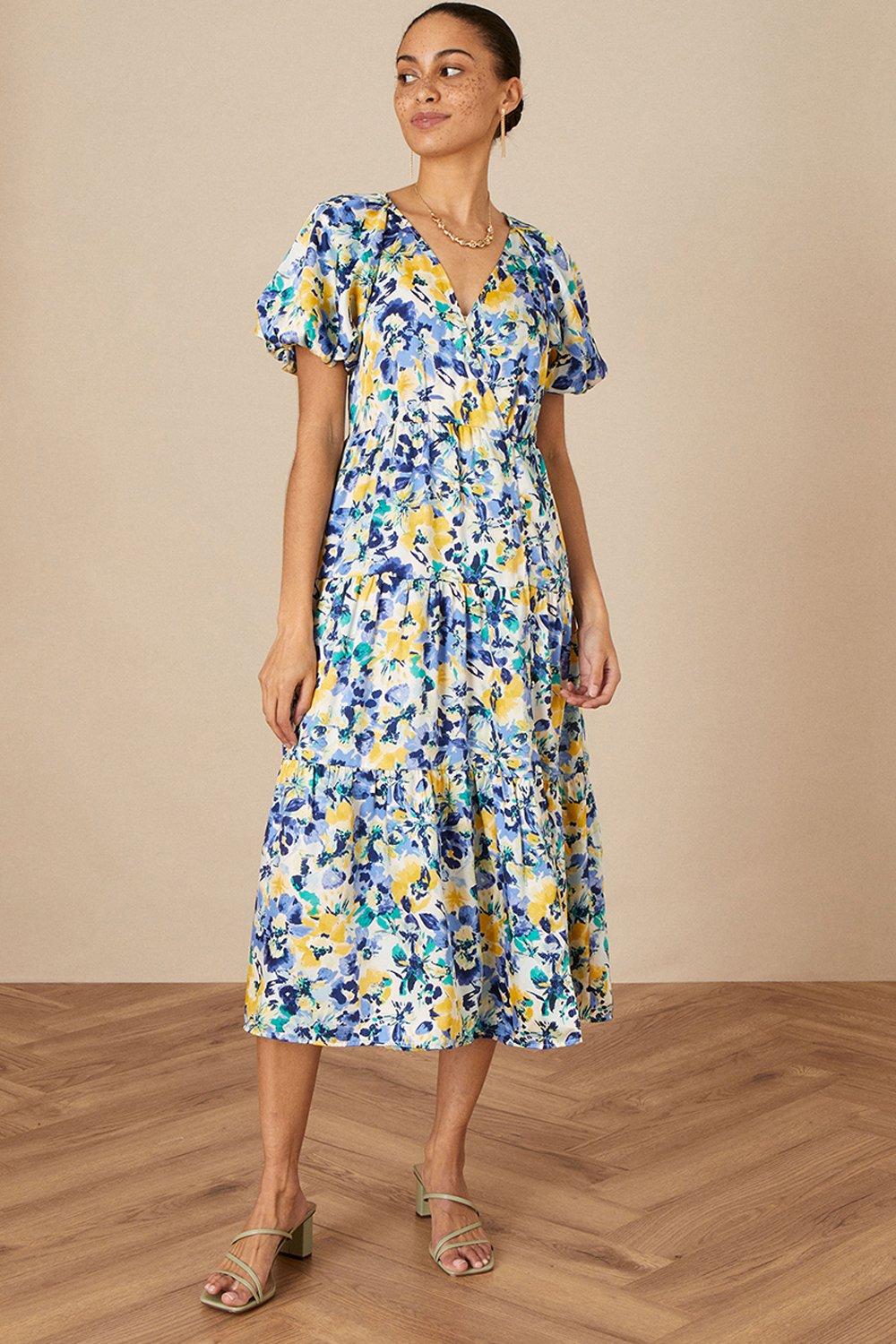 Floral Tiered Wrap Dress