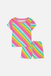 Accessorize Girls Rainbow Stripe Short Pyjama Set thumbnail 1