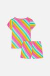 Accessorize Girls Rainbow Stripe Short Pyjama Set thumbnail 3
