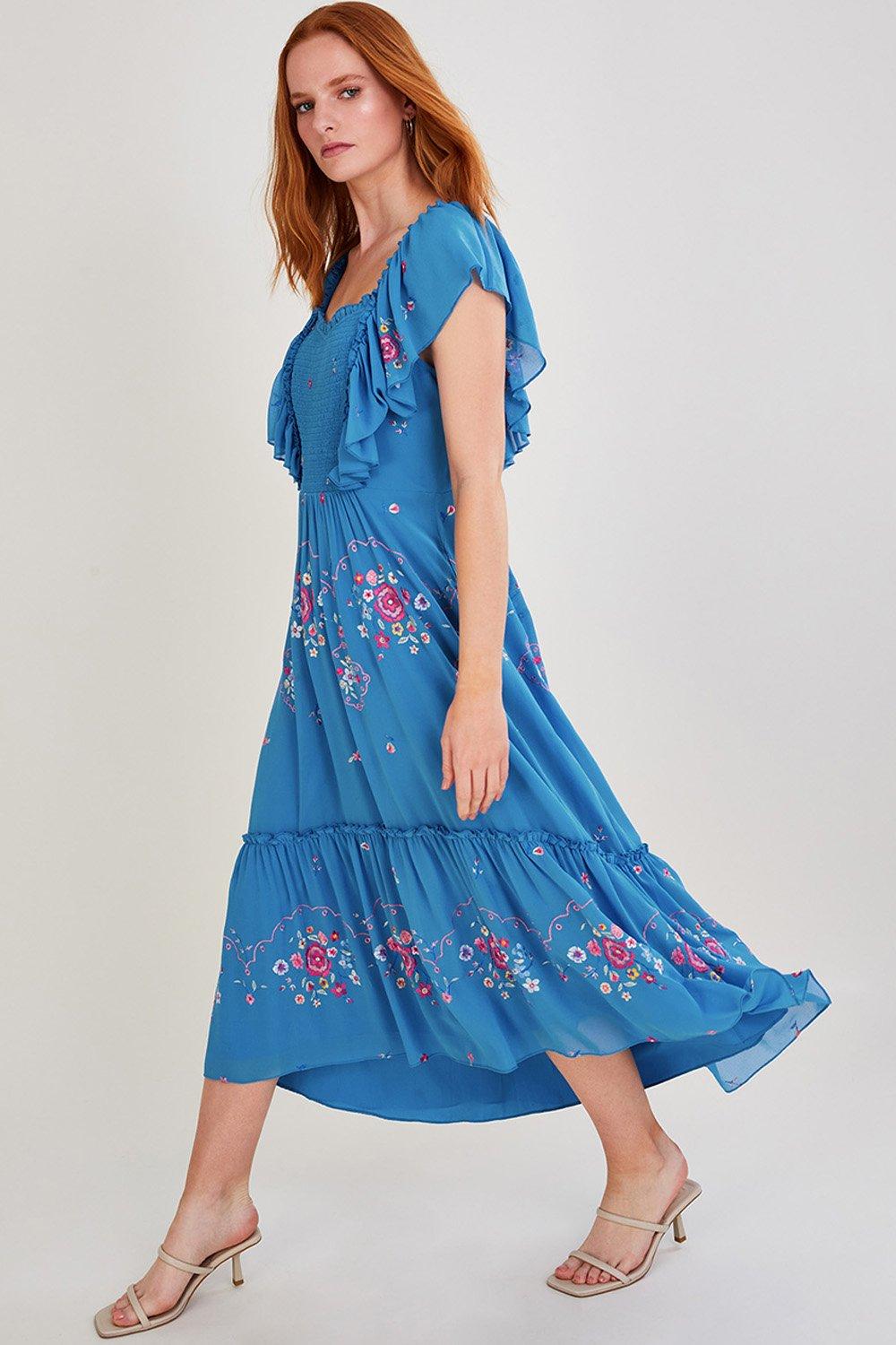 'Sylvia' Embroidered Midi Dress