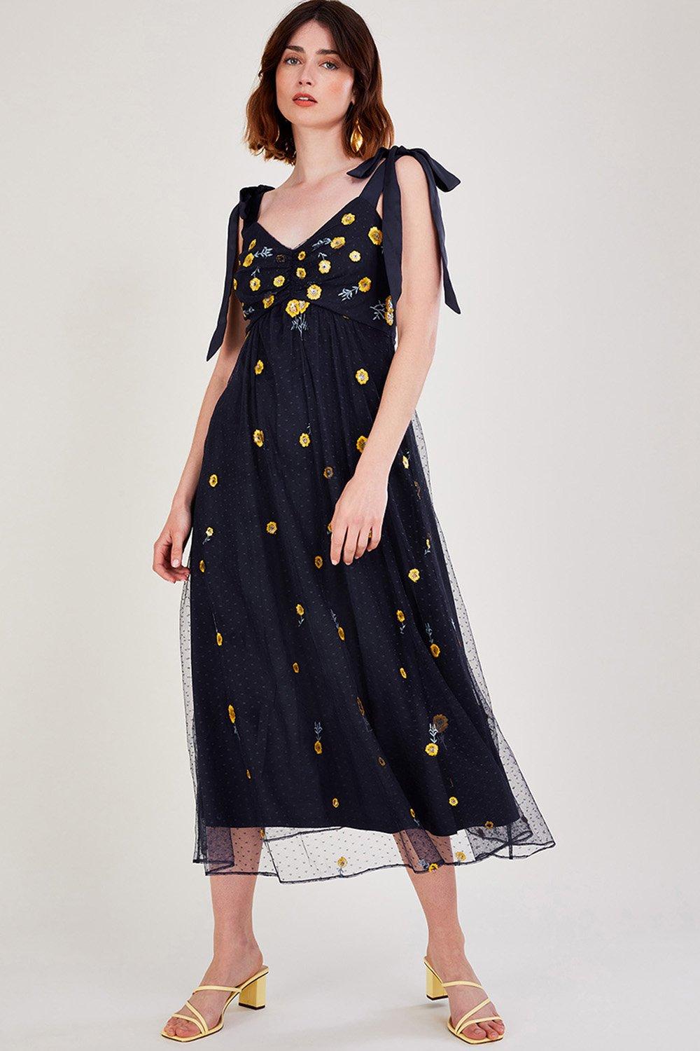 'Marisa' Embroidered Midi Dress