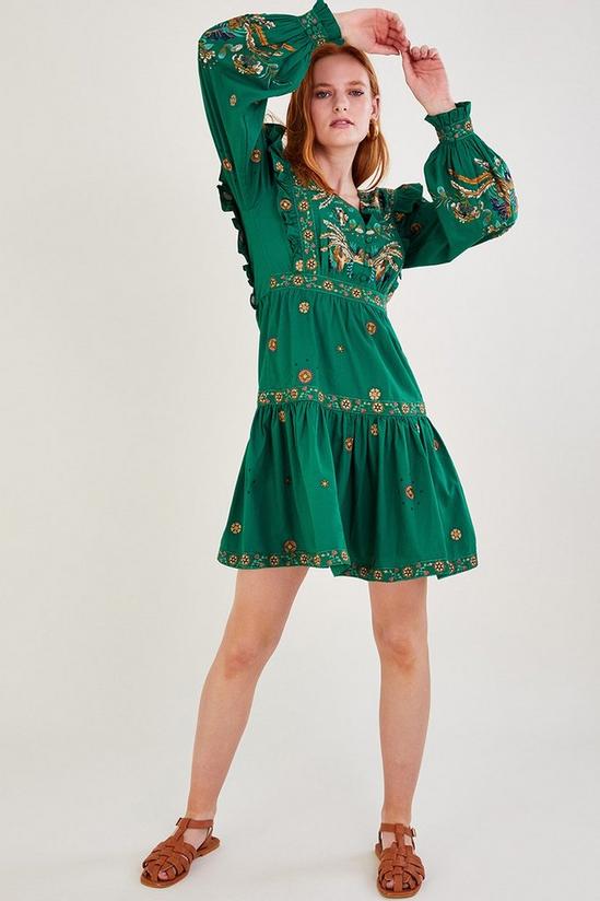 Monsoon 'Gianna' Embroidered Poplin Short Dress 1