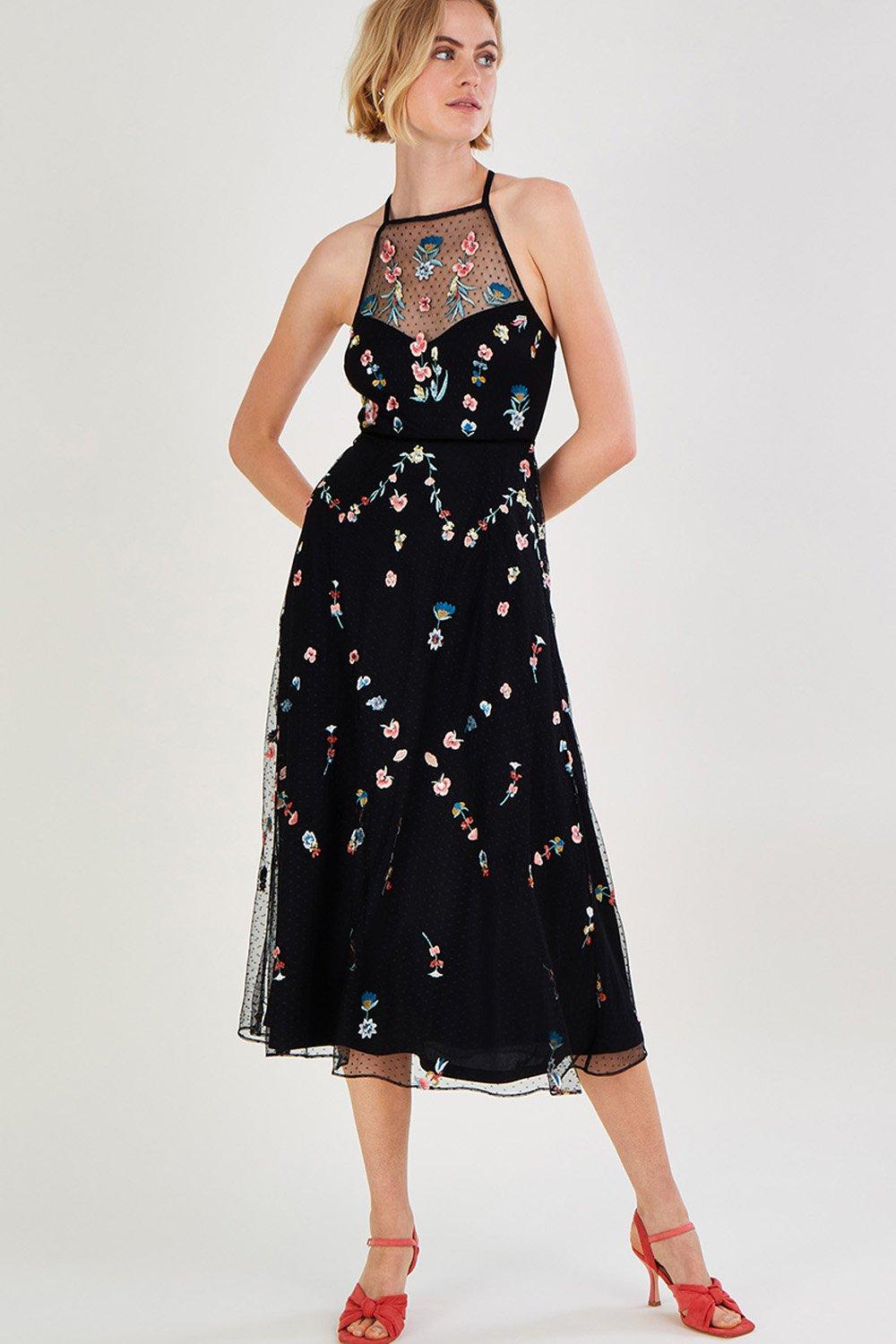 'Allison' Embroidered Midi Dress