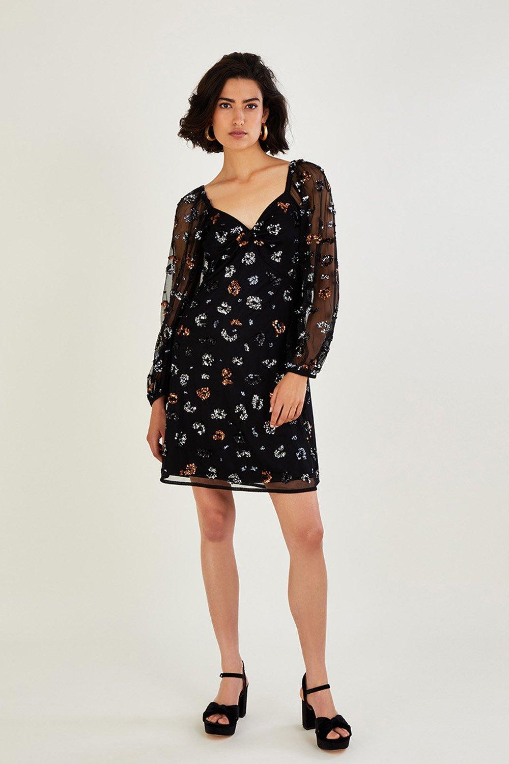 'Marianly' Sequin Animal Print Dress