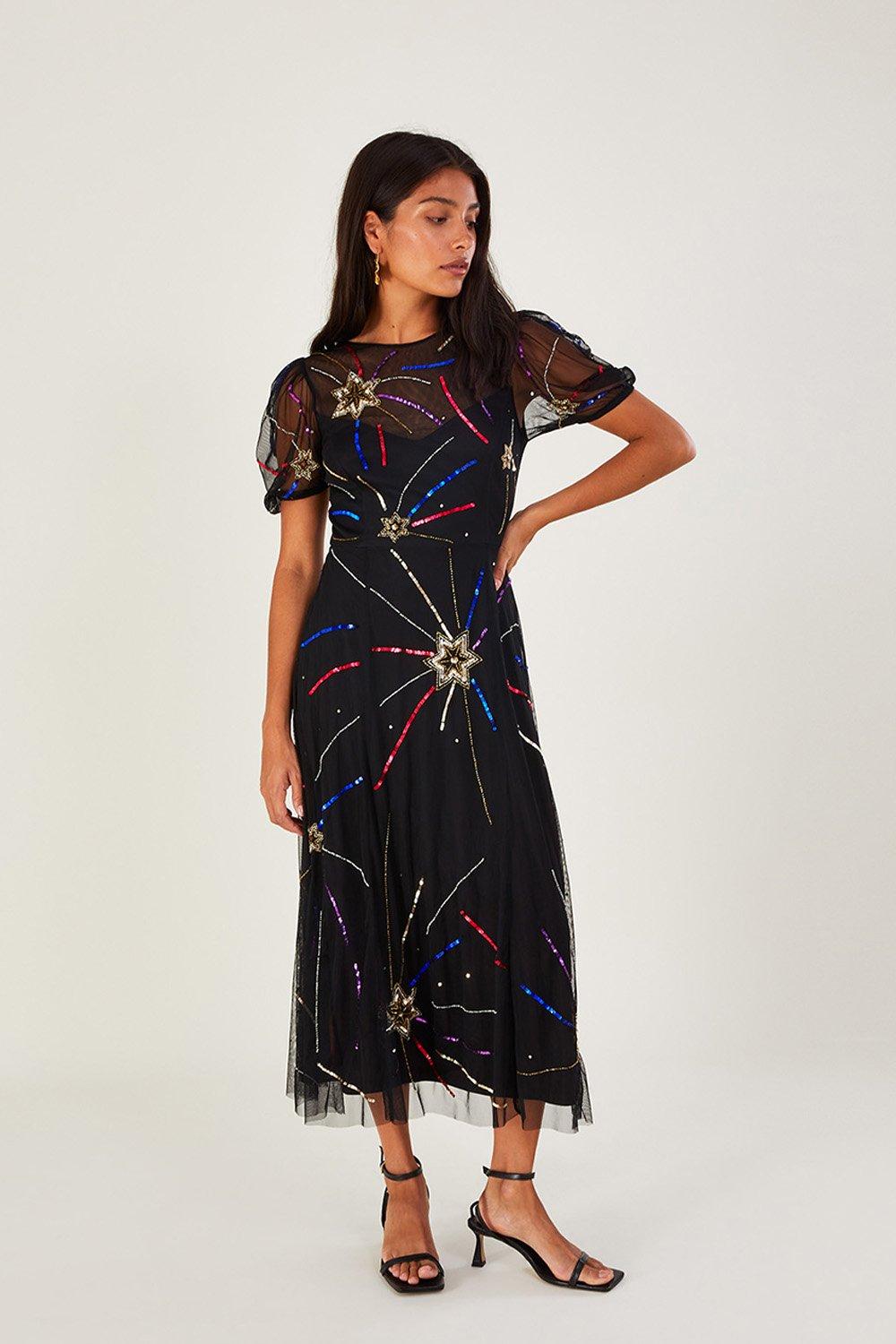 'Zoey' Embellished Star Midi Dress