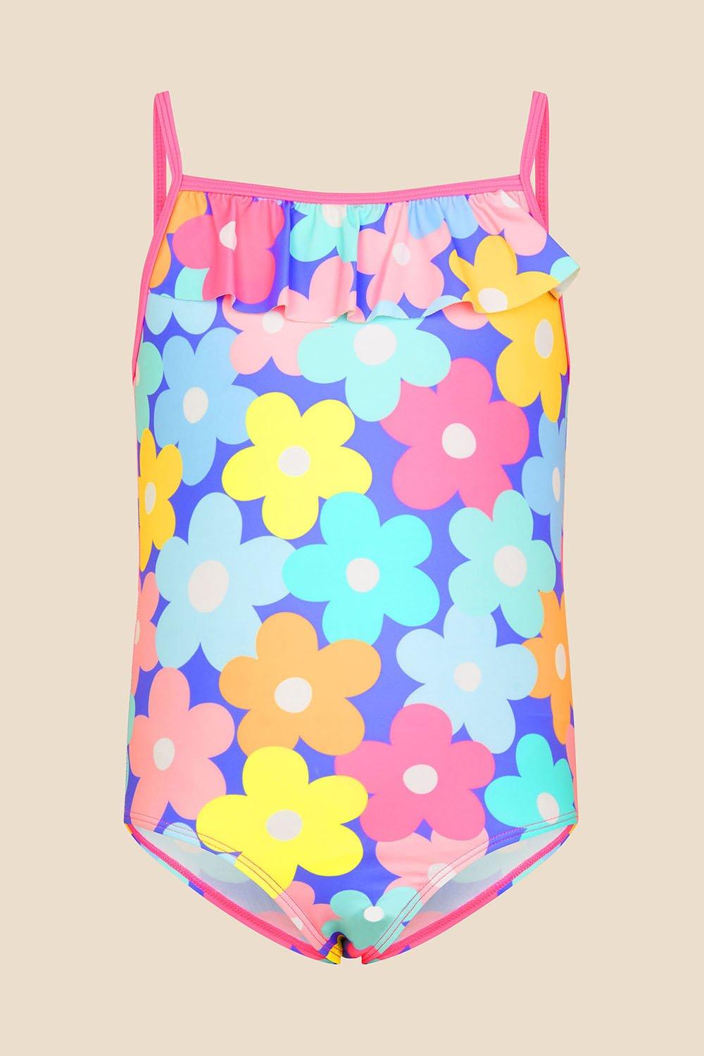 Girls Retro Floral Swimsuit