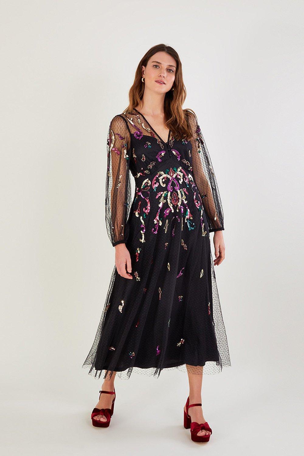 'Colbie' Embellished Midi Dress