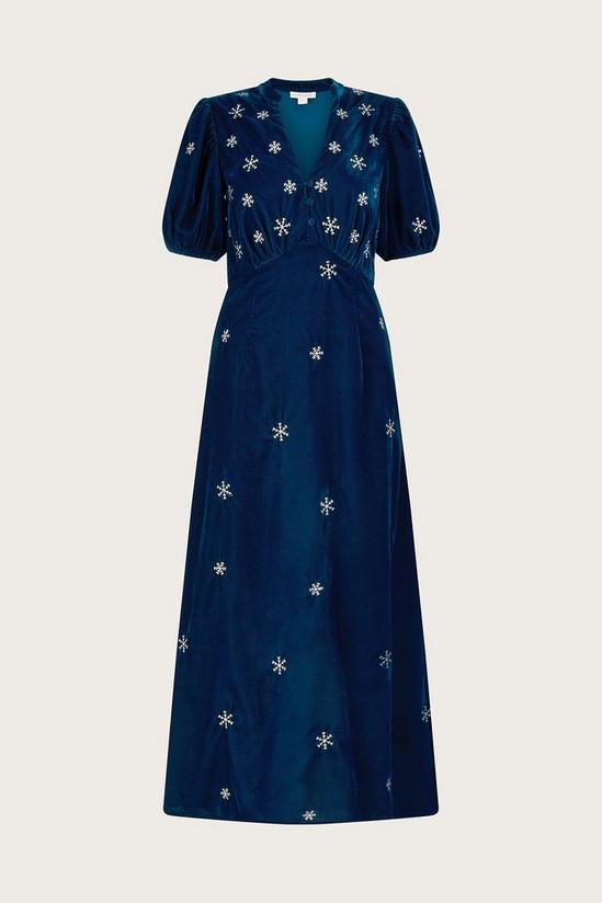 Monsoon 'Patrice' Velvet Embroidered Tea Dress 4