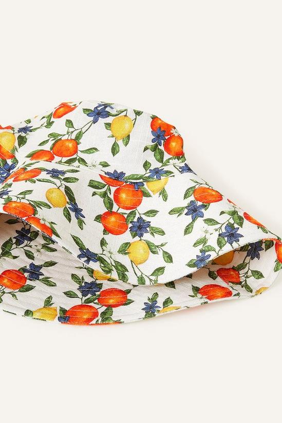 Accessorize Orange and Lemon Print Bucket Hat in Linen Blend 2