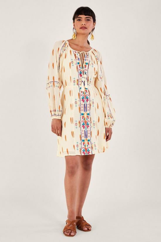 Monsoon Aztec Print and Embroidered Short Dress 1