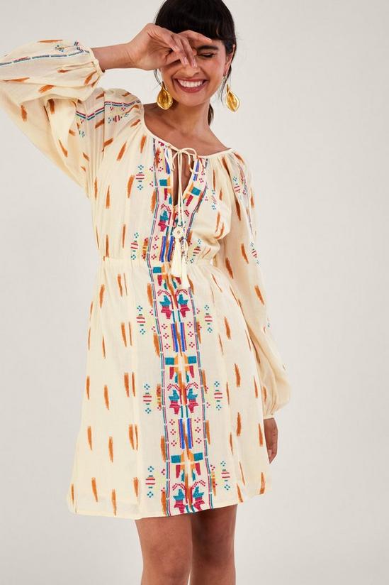 Monsoon Aztec Print and Embroidered Short Dress 4